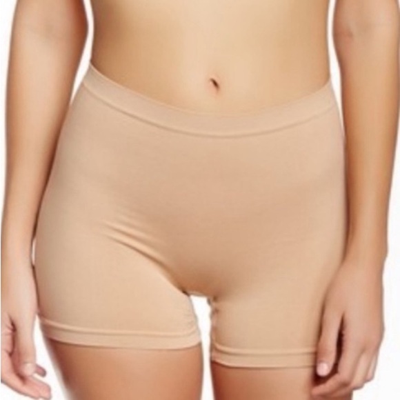 Skinnygirl Smoothers Shapers High Waist Seamless Biker Shorts Nude Tan L NEW - Picture 1 of 9